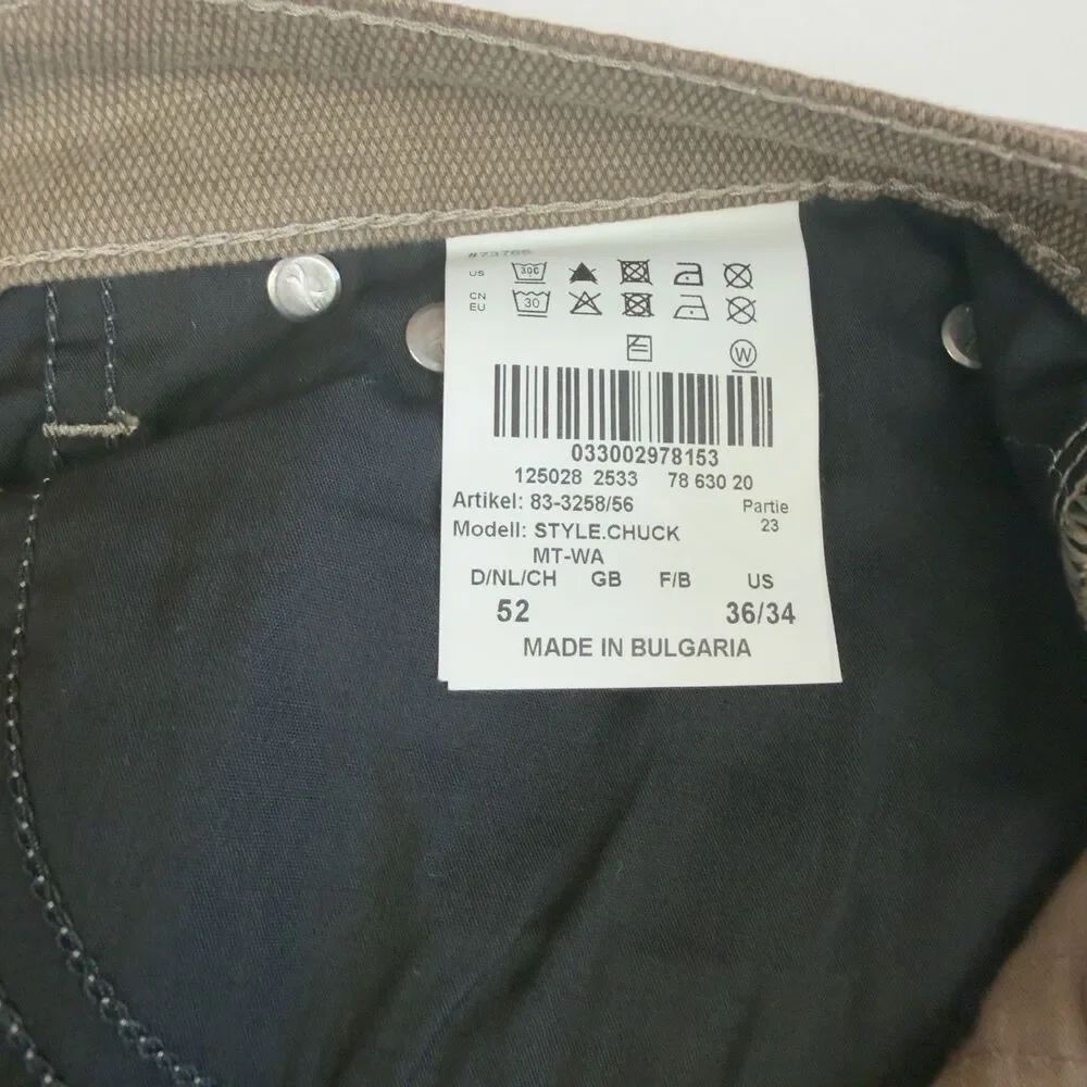 Brax Chuck Pants Stretch Men's 36W 35L Brown Chino Straight Woo, Look